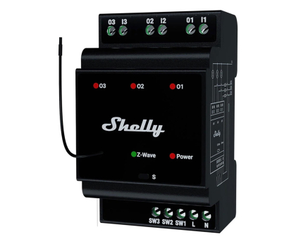 Czujnik inteligentny Shelly 3-kanałowy przekaźnik na szynę DIN Qubino Wave Pro 3 Z-Wave